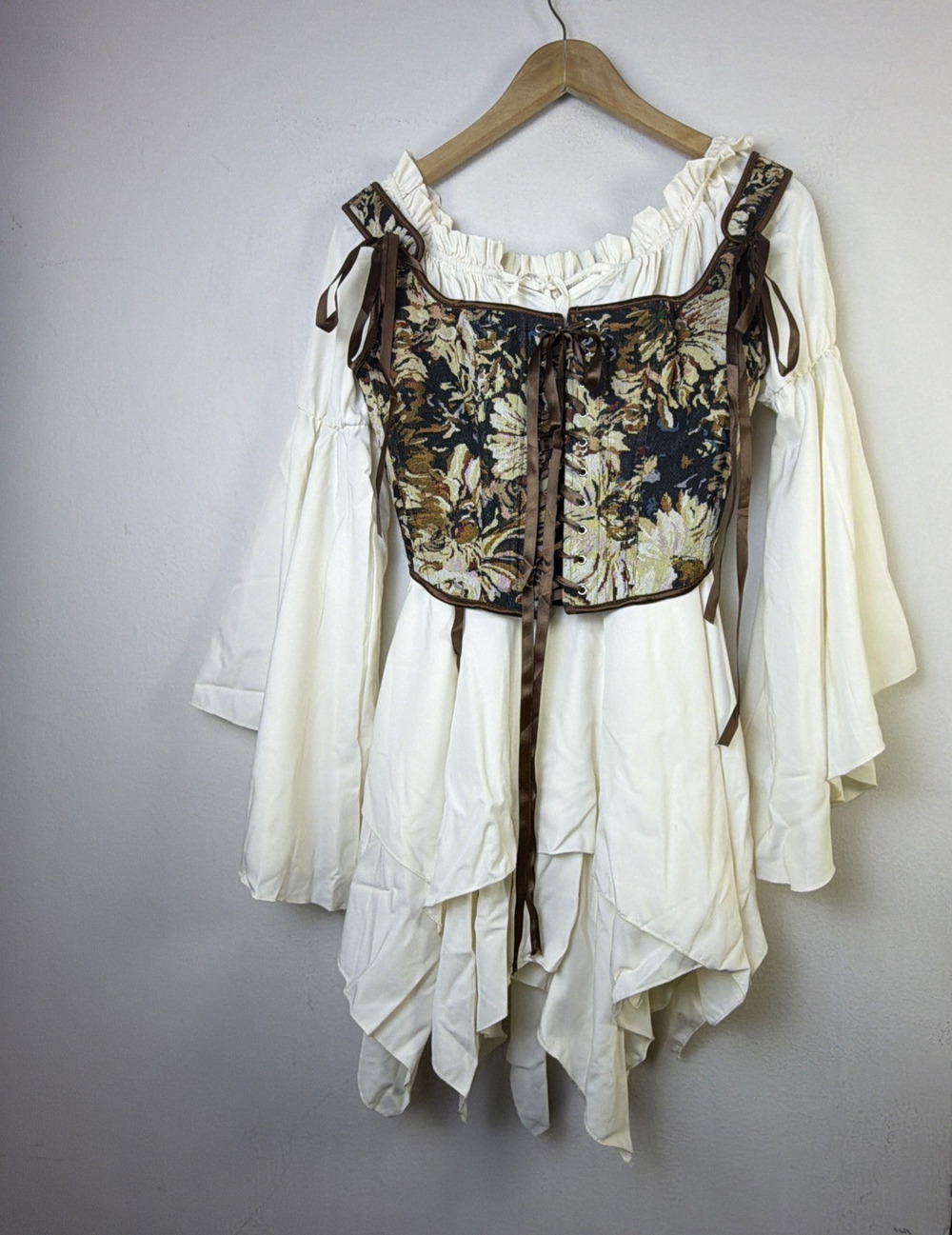 Victorian Renaissance Lace Up Bodice Corset faire Pirate Waistcoat dress small